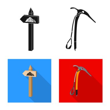 Dağcılık ve tepe simge vektör Illustration. Dağcılık ve kamp stok vektör çizim.