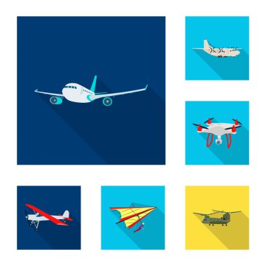 İllüstrasyon işareti uçak ve ulaşım vektör. Uçak ve gökyüzü hisse senedi vektör çizim topluluğu.