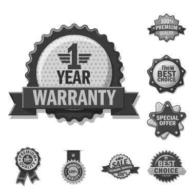 Amblem ve rozet işareti yalıtılmış nesne. Hisse senedi için amblem ve etiket vektör simge topluluğu.