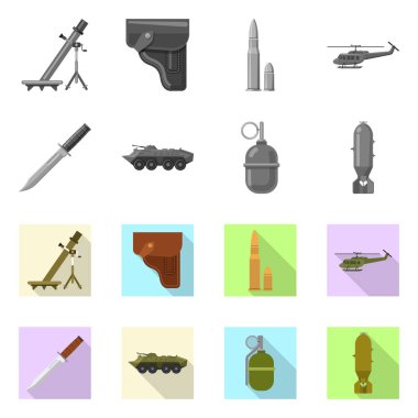 Silah ve silah simge vektör Illustration. Hisse senedi için silah ve ordu vektör simge topluluğu.