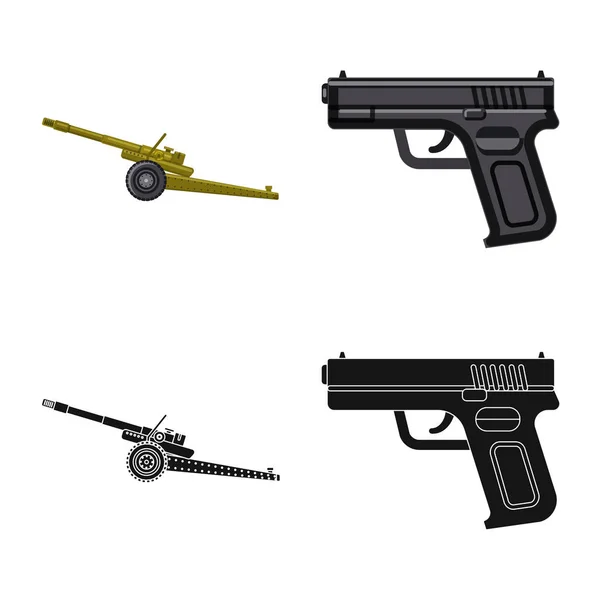 Conception vectorielle de l'arme et du symbole du pistolet. Collecte d'armes et illustration vectorielle de stock militaire . — Image vectorielle