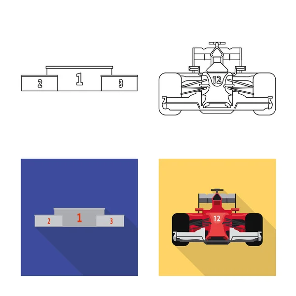 Ilustração vetorial do ícone de carro e rali. Coleção de carro e raça estoque vetor ilustração . —  Vetores de Stock