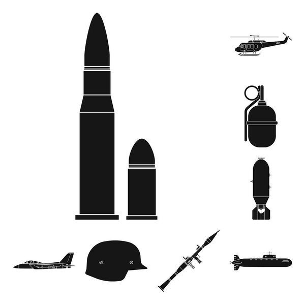 Изолированный предмет оружия и символ оружия. Коллекция оружия и армейских векторных значков для склада
.