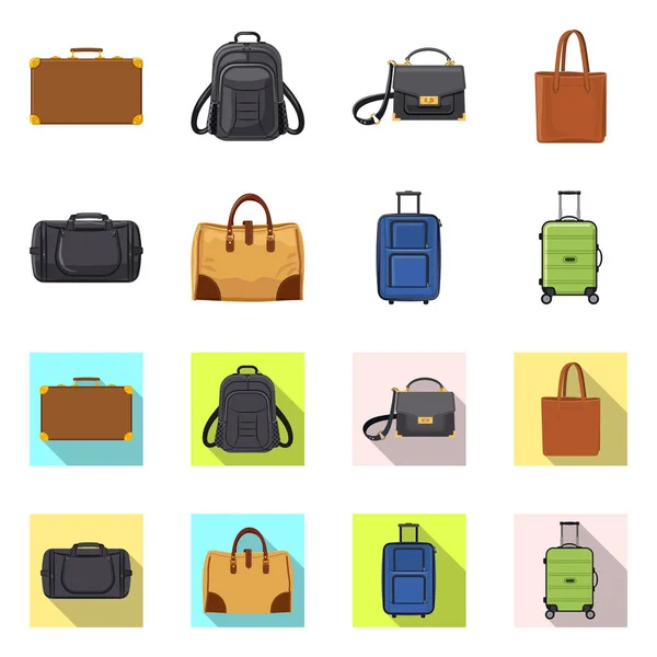 Conception vectorielle de la valise et du logo des bagages. Ensemble de valise et icône vectorielle de voyage pour stock . — Image vectorielle