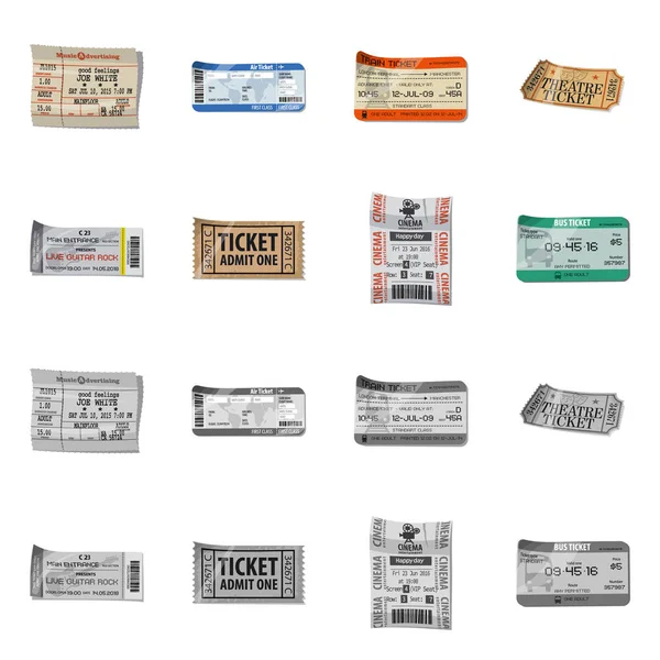 Изолированный объект билета и значок допуска. Сбор билета и символа акции события для веб-сайтов . — стоковый вектор