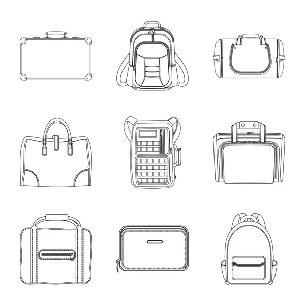Ilustração vetorial da mala e do logótipo da bagagem. Conjunto de mala e símbolo de estoque de viagem para web . —  Vetores de Stock
