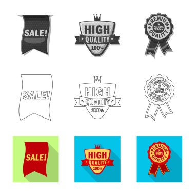 Amblem ve rozet simge vektör Illustration. Hisse senedi için amblem ve etiket vektör simge topluluğu.