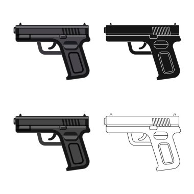 Silah ve silah işareti illüstrasyon vektör. Hisse senedi için silah ve ordu vektör simge topluluğu.