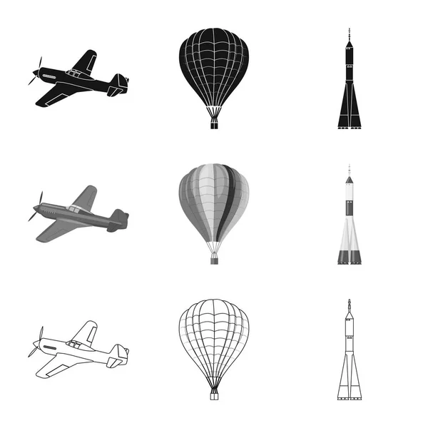 Izolovaný objekt roviny a dopravní značka. Kolekce letadla a obloha vektorové ilustrace. — Stockový vektor