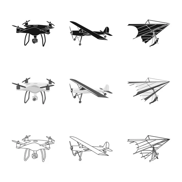 Isoliertes Objekt Von Flugzeug Und Transportlogo Set Von Flugzeug Und — Stockvektor