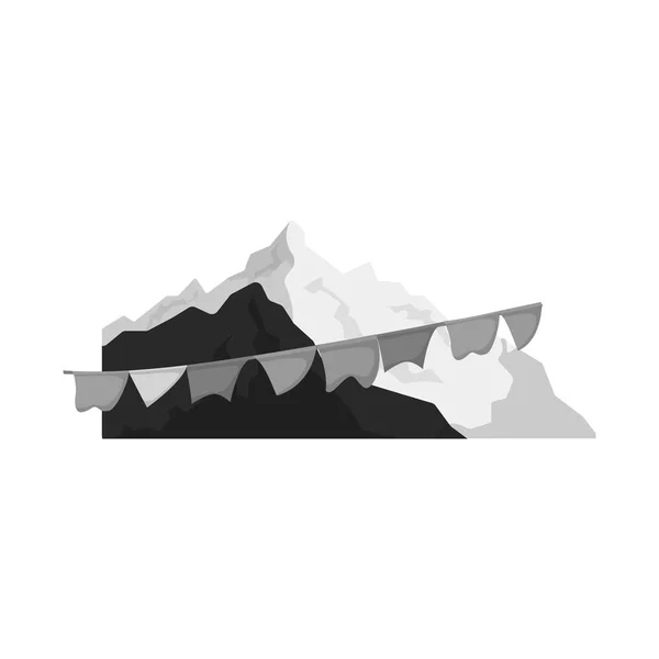 Objeto aislado de montañismo y símbolo de pico. Conjunto de montañismo e ilustración de vectores de acampada . — Vector de stock