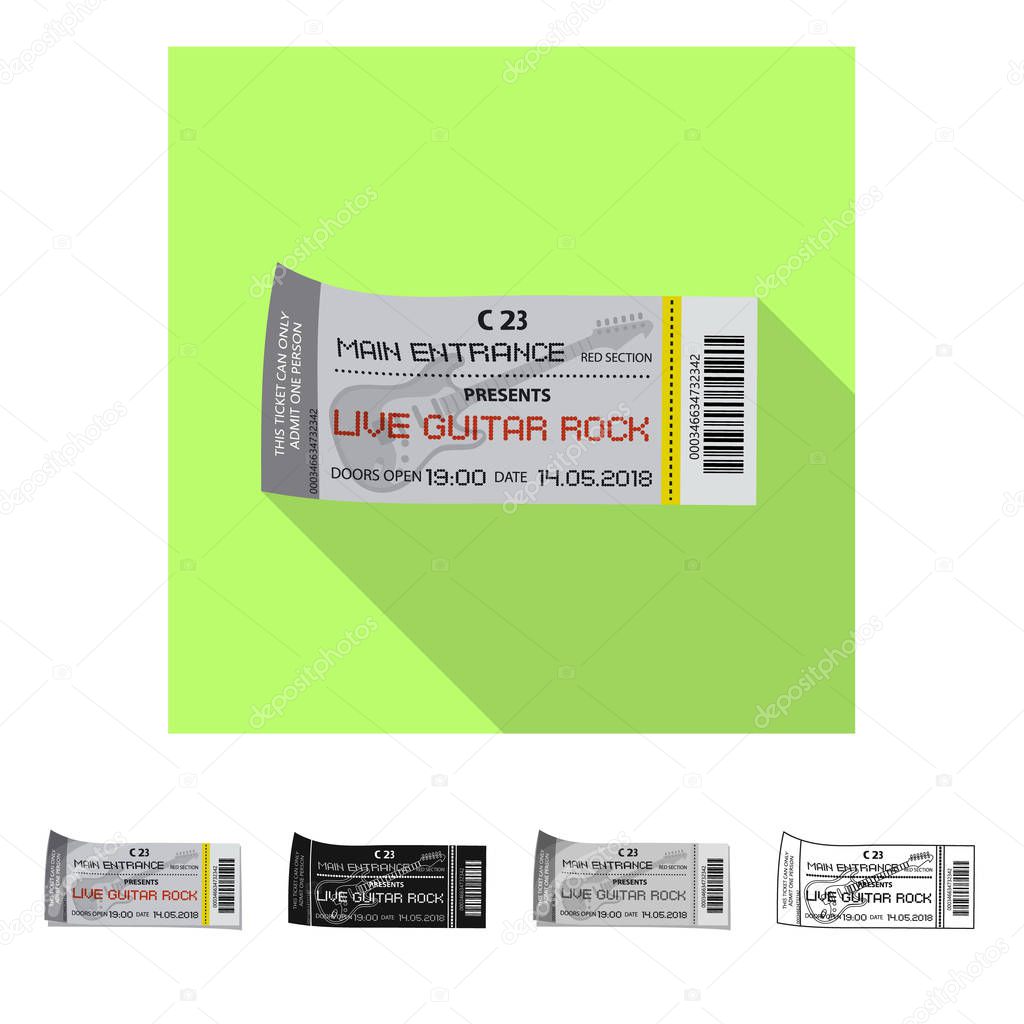Isolated object of ticket and admission symbol. Collection of ticket and event vector icon for stock.