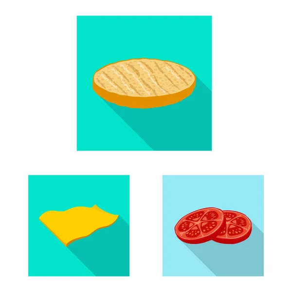 Progettazione vettoriale di hamburger e icona sandwich. Set di icona vettoriale hamburger e fetta per magazzino . — Vettoriale Stock