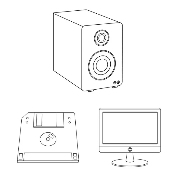 Απομονωμένο αντικείμενο του φορητού υπολογιστή και τη συσκευή εισόδου. Συλλογή του φορητού υπολογιστή και διακομιστή σύμβολο μετοχής για το web. — Διανυσματικό Αρχείο