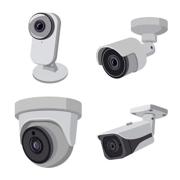 Ilustración vectorial de cctv y logotipo de la cámara. Colección de cctv y sistema de ilustración de vector de stock . — Vector de stock