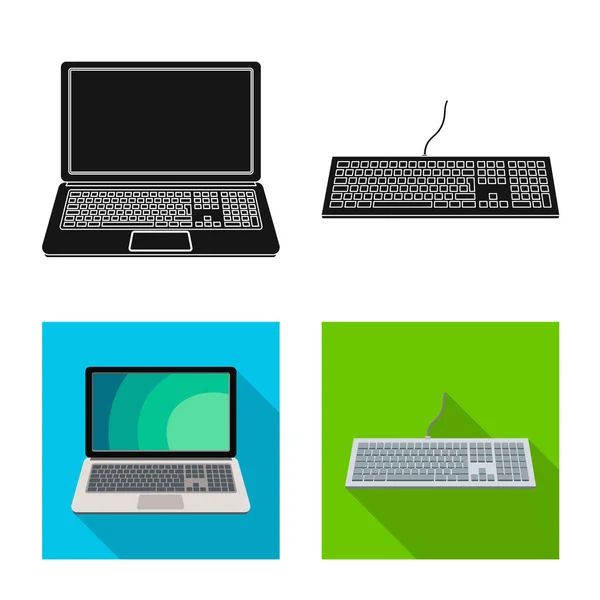 Design vettoriale del computer portatile e del simbolo del dispositivo. Set di laptop e server stock illustrazione vettoriale . — Vettoriale Stock