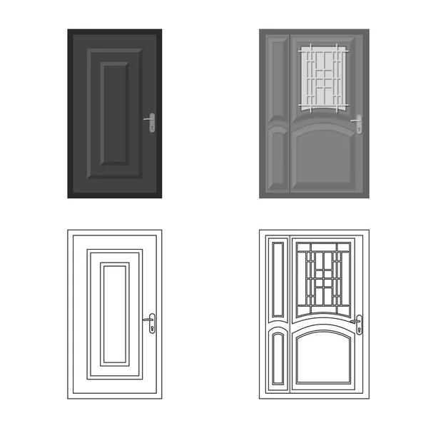 Isoliertes Objekt der Tür und des Frontsymbols. Türenset und Vektorillustration aus Holz. — Stockvektor