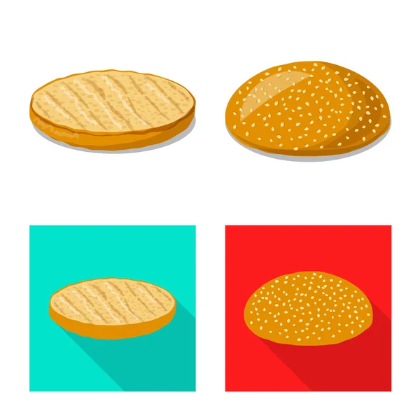 Ilustracja wektorowa burger i kanapka symbolu. Zestaw burger i plasterek wektor ikona na magazynie. — Wektor stockowy