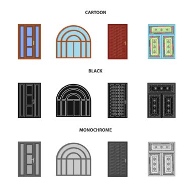 Kapı ve ön sembol yalıtılmış nesne. Kapı ve ahşap vektör simgesini hissenin koleksiyonu.