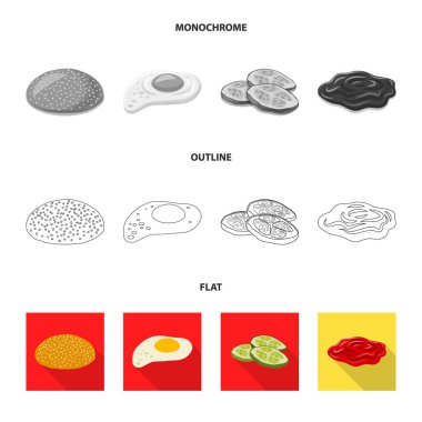 Burger ve sandviç simge vektör Illustration. Burger ve dilim hisse senedi vektör çizim seti.