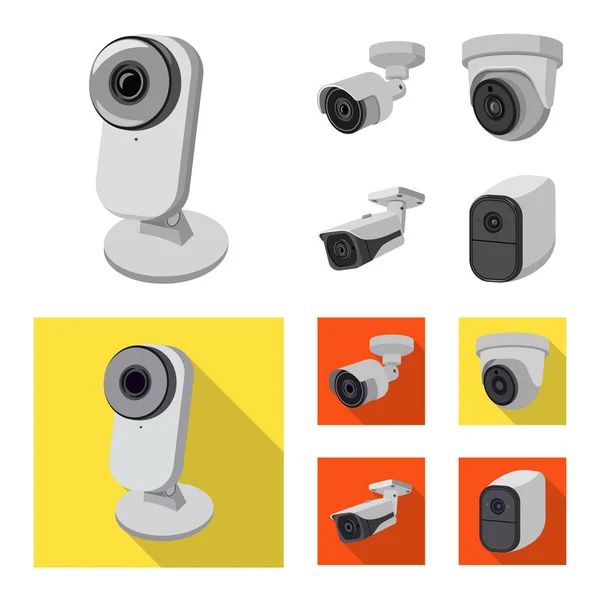 Vektor-Design von cctv und Kamera-Zeichen. Set von cctv und System-Vektor-Symbol für Aktien. — Stockvektor