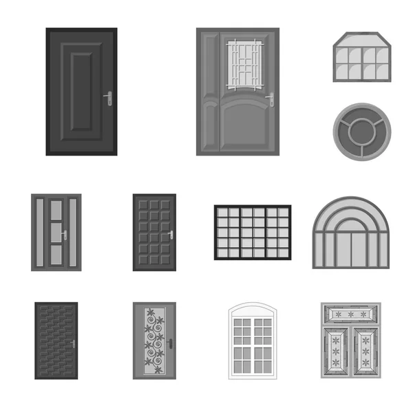 Vector design of door and front icon. Set of door and wooden stock symbol for web. — Stock Vector