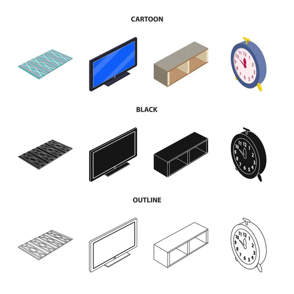 Vektorillustration av sovrum och rum symbol. Samling av sovrum och möbler lager vektorillustration. — Stock vektor