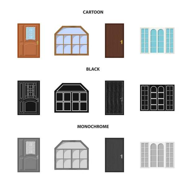 Vektor-Design von Tür und Front-Logo. Sammlung von Tür- und Holzvektorsymbolen für den Vorrat. — Stockvektor