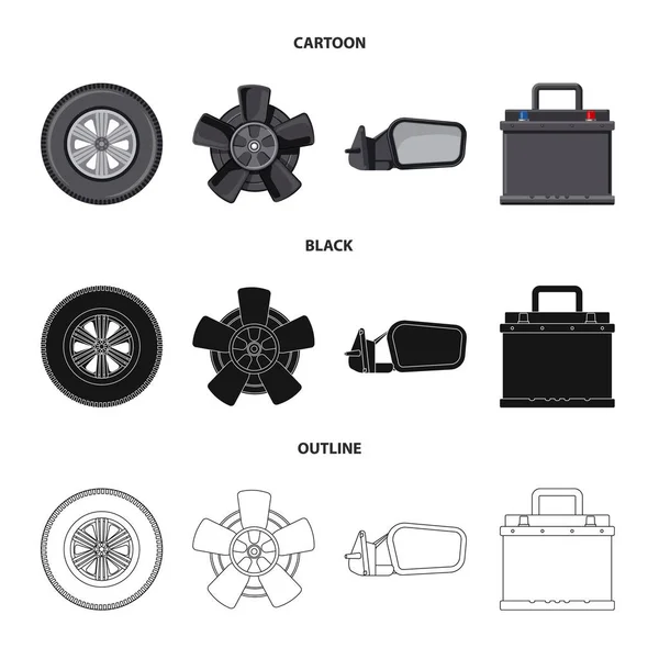 Vektorillustration av auto och en del logotyp. Samling av auto och bil lager vektorillustration. — Stock vektor