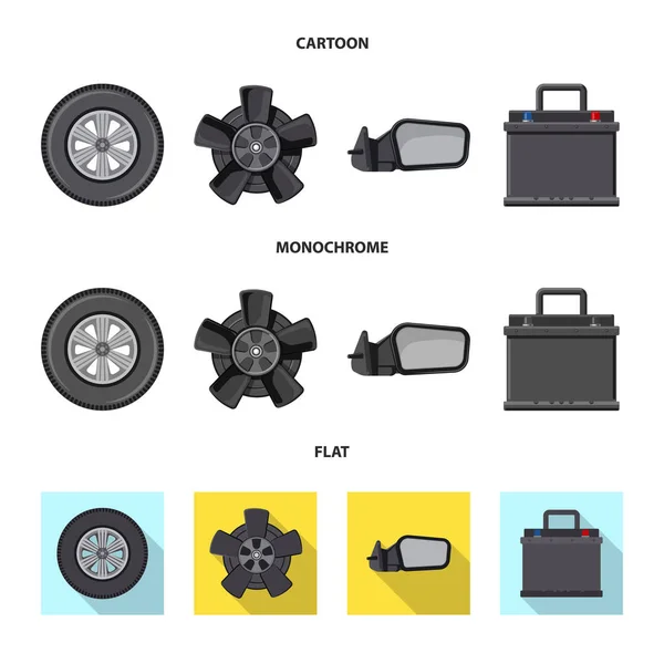Ilustración vectorial de signo automático y parcial. Conjunto de auto y coche icono vectorial para stock . — Archivo Imágenes Vectoriales