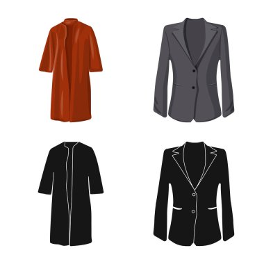 Kadın ve giyim simge vektör tasarımı. Hisse senedi için kadın ve aşınma vektör simge topluluğu.