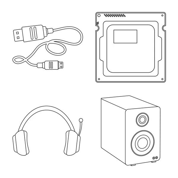 Ilustración vectorial del logotipo del ordenador portátil y del dispositivo. Colección de ilustración de vectores de portátiles y servidores . — Vector de stock