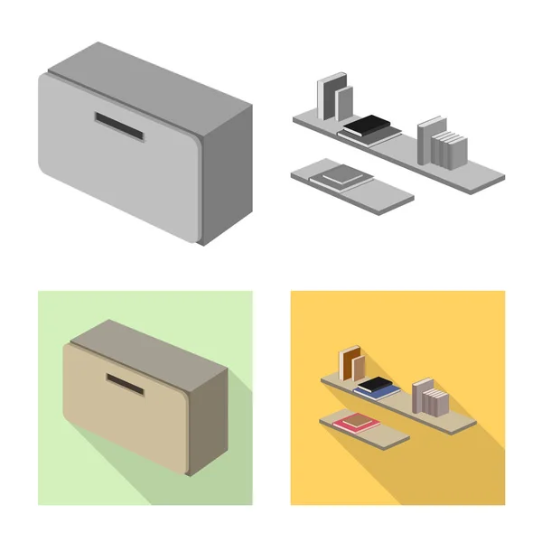 Vektorillustration des Schlafzimmer- und Raumsymbols. Sammlung von Schlafzimmer- und Möbelvektorsymbolen auf Lager. — Stockvektor