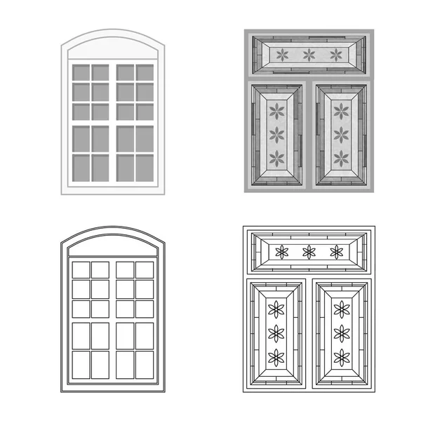 Objet isolé de la porte et du logo avant. Ensemble de porte et icône vectorielle en bois pour stock . — Image vectorielle