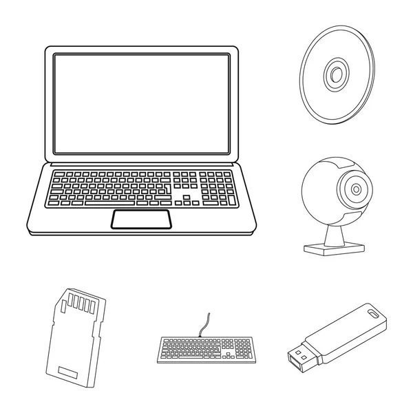 Изолированный объект ноутбука и знак устройства. Коллекция векторной иллюстрации ноутбука и сервера . — стоковый вектор