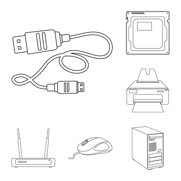 Objet isolé de l'ordinateur portable et signe de l'appareil. Ensemble d'icône vectorielle pour ordinateur portable et serveur pour stock . — Image vectorielle