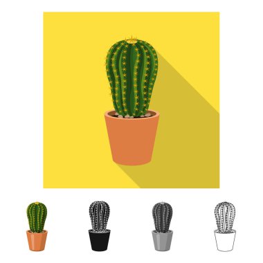 Kaktüs ve pot logo vektör Illustration. Kaktüs ve web için kaktüsler hisse senedi simgesi.