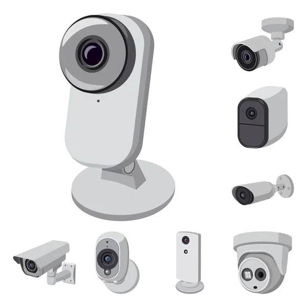 Vektor-Design von cctv und Kamera-Zeichen. Set von cctv und System Stock Vector Illustration. — Stockvektor