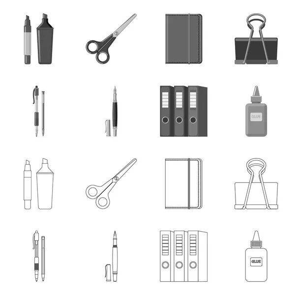Vektordesign von Büro- und Versorgungssymbolen. Sammlung von Büro- und Schulsymbolen für das Web. — Stockvektor