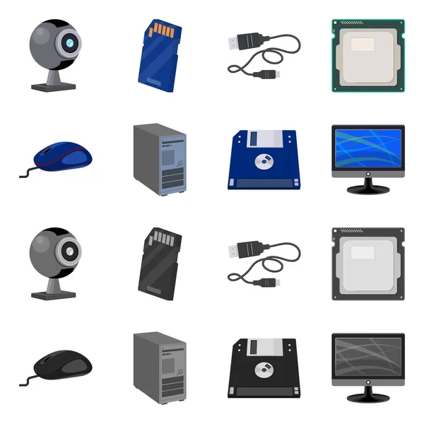 Ilustración vectorial del ordenador portátil y el símbolo del dispositivo. Colección de portátil y servidor símbolo de stock para la web . — Vector de stock