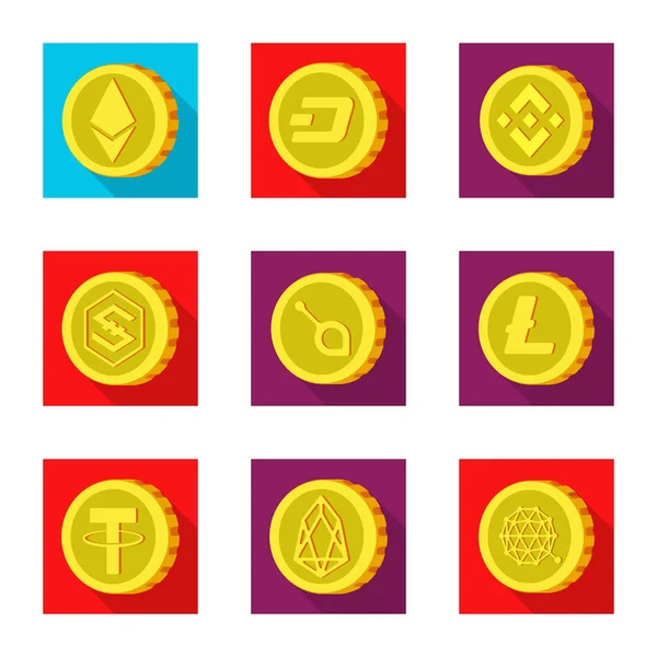 Vektorillustration der Kryptowährung und des Coin-Logos. Satz Kryptowährung und Kryptovektorsymbol für Aktien. — Stockvektor