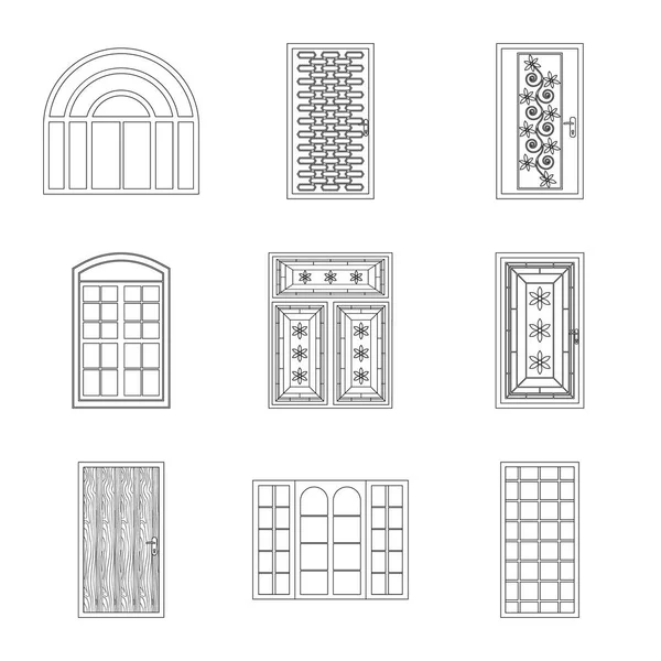Design de vetores de porta e ícone frontal. Coleção de porta e vetor de madeira ícone para estoque . — Vetor de Stock