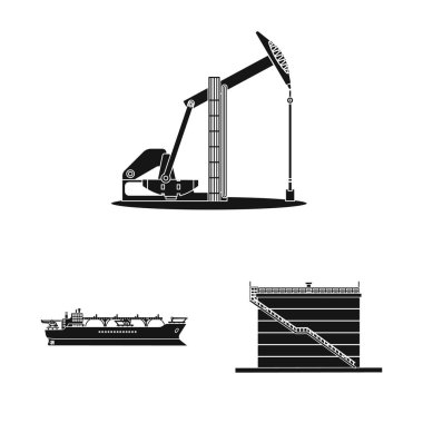 Petrol ve gaz simgesi yalıtılmış nesne. Petrol kümesi ve hisse senedi için benzin vektör simgesi.