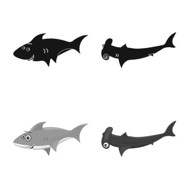 Deniz ve hayvan sembolü vektör tasarımı. Deniz ve deniz hisse senedi simgesi web için set.