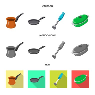 Mutfak ve yemek simge vektör Illustration. Mutfak ve cihaz hisse senedi vektör çizim seti.