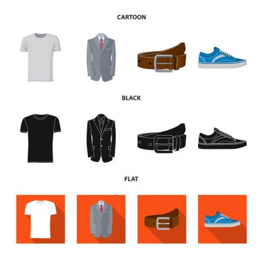 Adam ve giyim simge vektör çizimi. Adam ayarla ve vektör simge stok giyim.