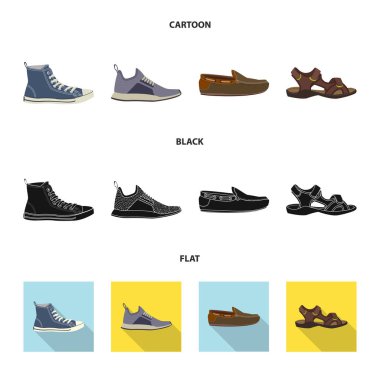 Adam ve ayak işareti illüstrasyon vektör. Adam ayarla ve web için hisse senedi simgesi giymek.