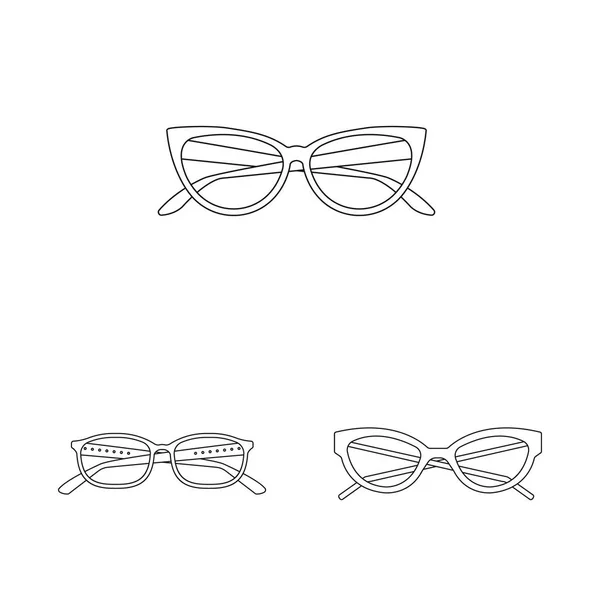 Design vettoriale di occhiali e logo della cornice. Set di occhiali e accessori stock illustrazione vettoriale . — Vettoriale Stock