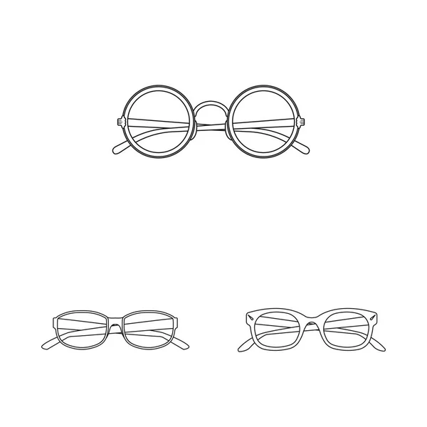 Vector illustration of glasses and frame sign. Set of glasses and accessory stock vector illustration. — Stock Vector