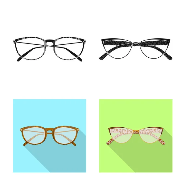 Vector illustration of glasses and frame sign. Set of glasses and accessory stock symbol for web. — Stock Vector